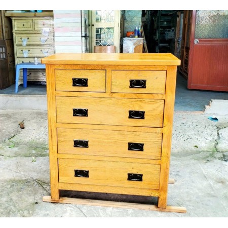 PPS Oak3 : Tủ Gỗ Sồi 3+2 Ngăn Kéo Đứng